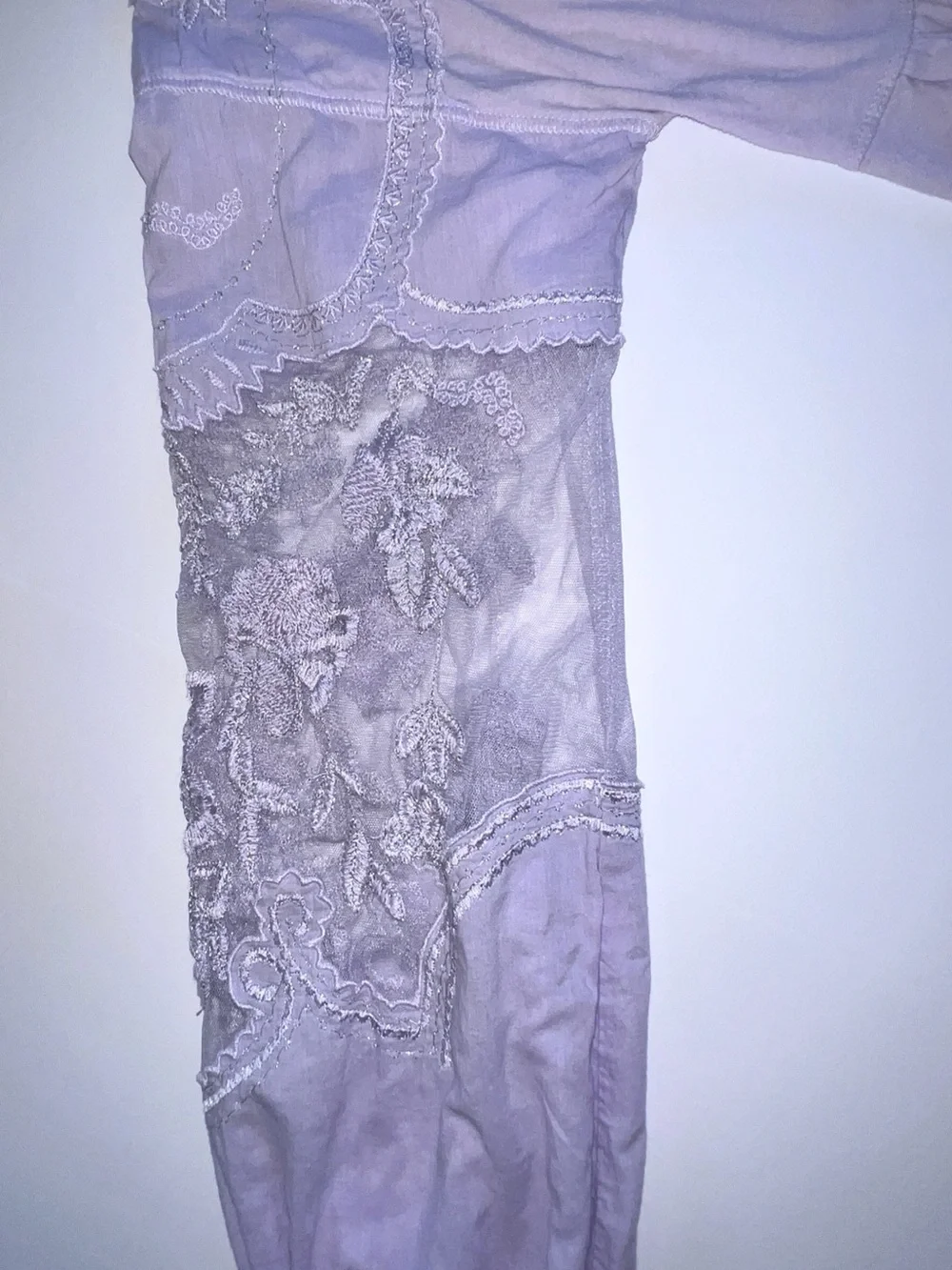 Free People Lace Inset Long Sleeve Top, Lavender, Medium